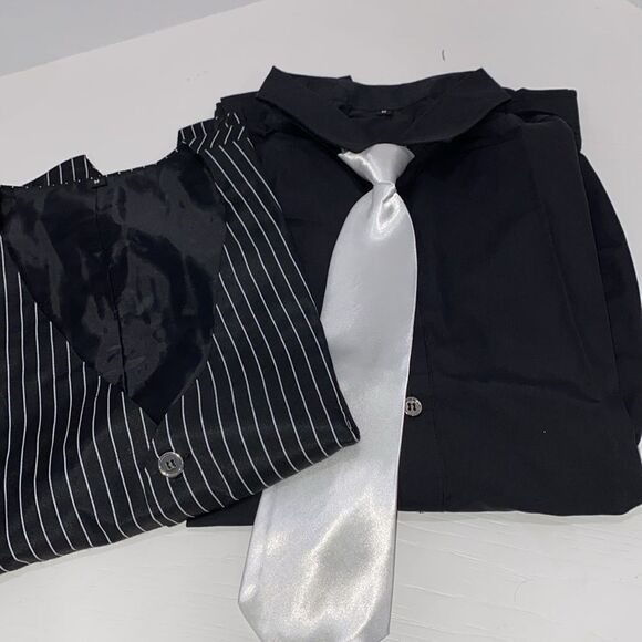 1920s Al Capone Gangster Outfits Halloween Mafia Cosplay Suit Black Pinstripe - Picture 6 of 9